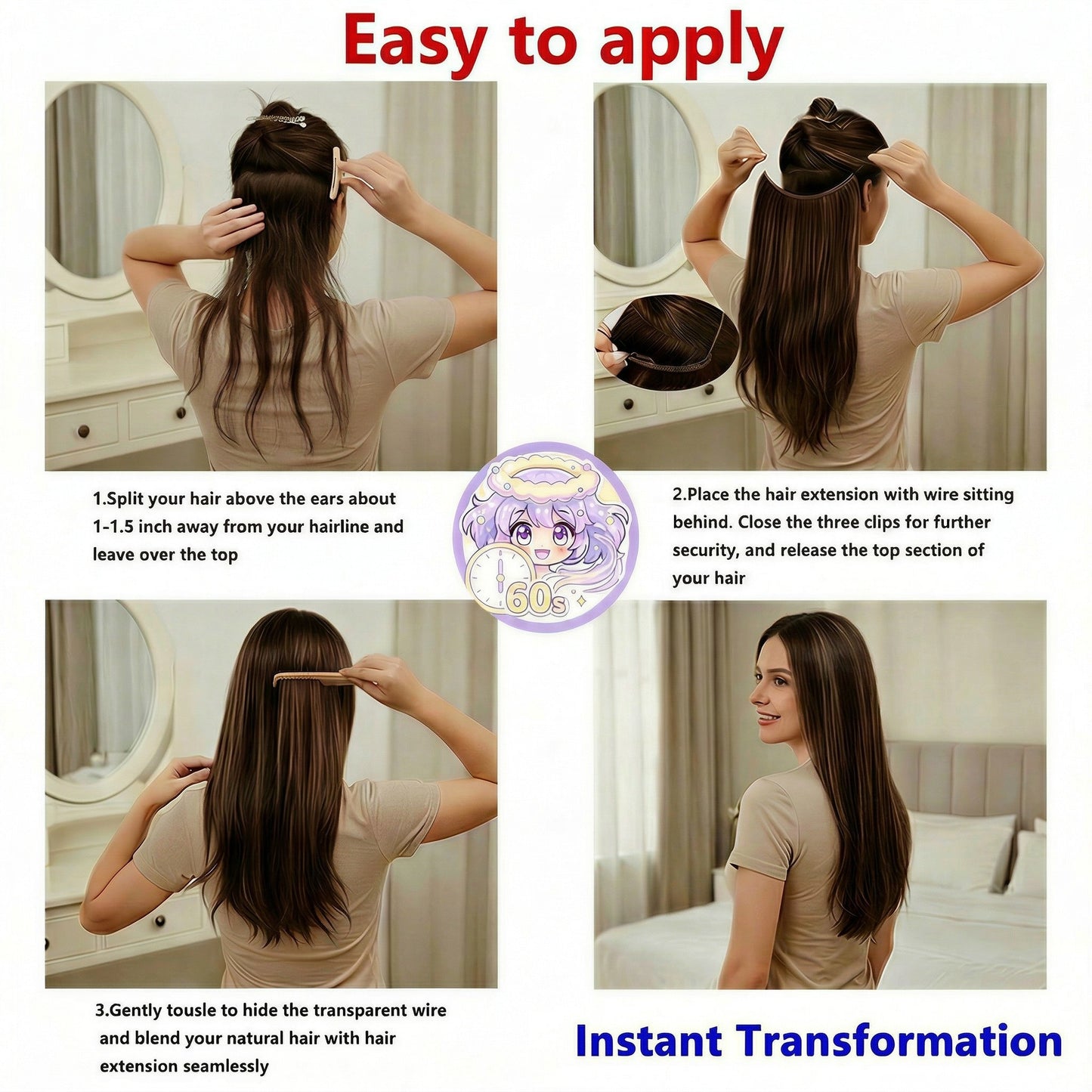 HAIR Halo Hair Extensions 100% Human Hair