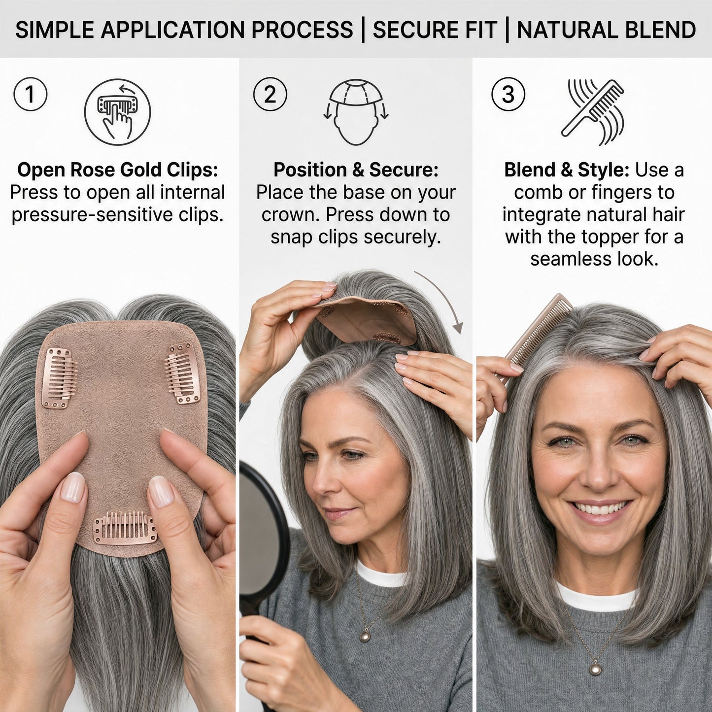 Real Human Hair Topper for Women Silk Base Clip In Hairpiece for Thinning Hair