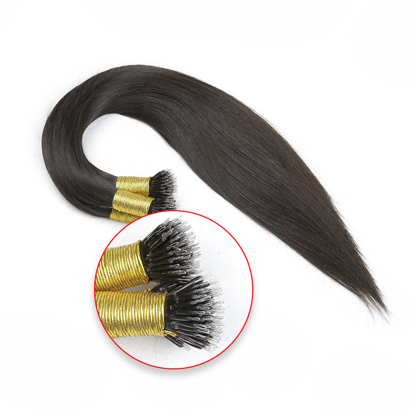 Natural Black Nano Ring raw Hair Extensions