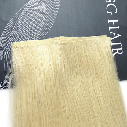 Ash Blonde Flat Weft Virgin Hair Extensions