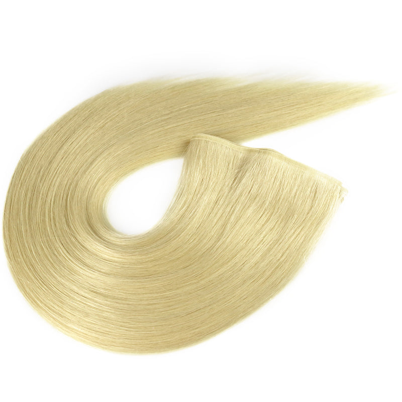 Ash Blonde Flat Weft Virgin Hair Extensions