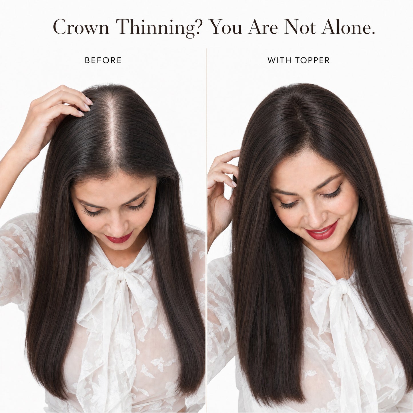 Real Human Hair Topper for Women Silk Base Clip In Hairpiece for Thinning Hair