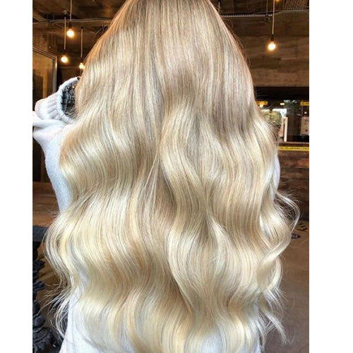 Ash Blonde Flat Weft Virgin Hair Extensions