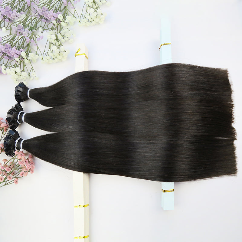 #1B Flat Tip Hair Raw Extensions