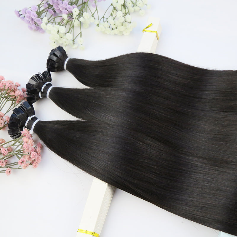 #1B Flat Tip Hair Raw Extensions