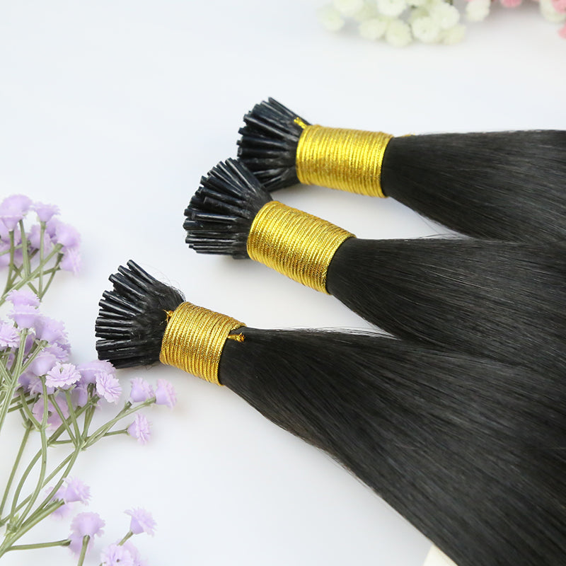 #1b I Tip Hair Raw Extensions