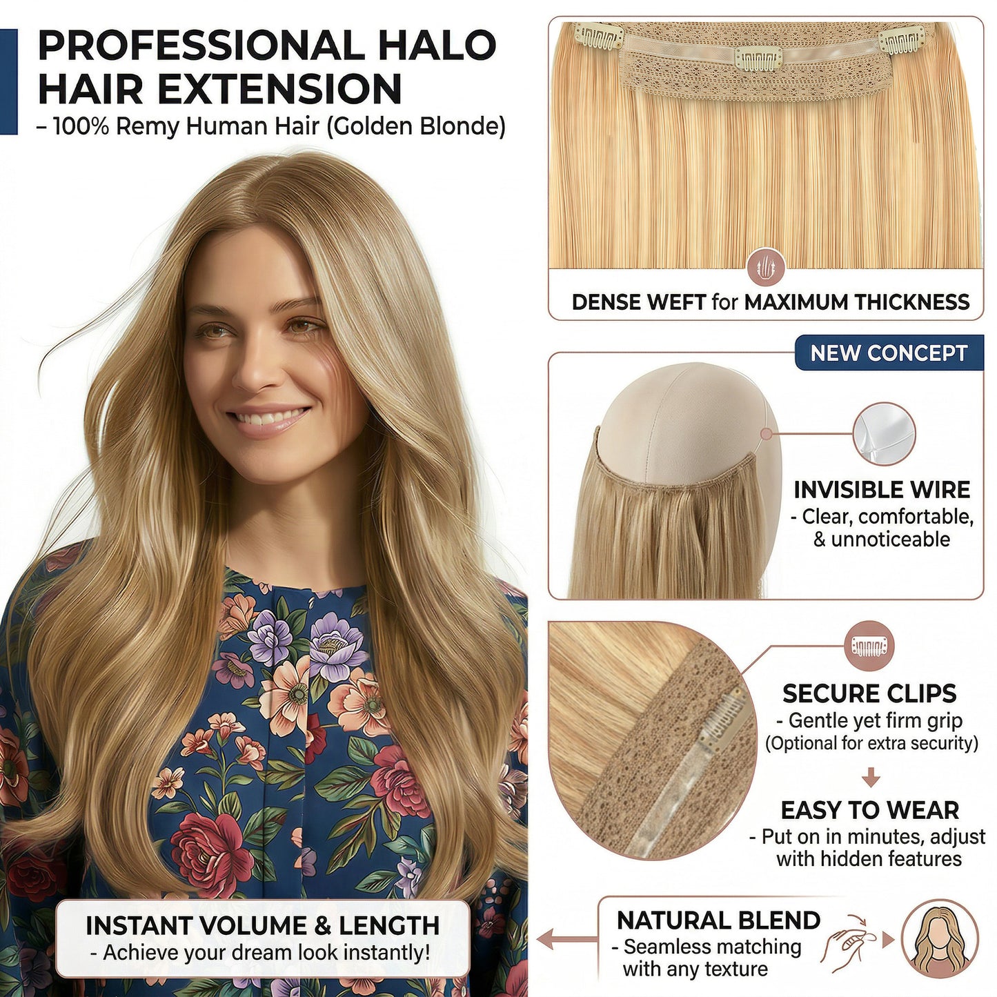 HAIR Halo Hair Extensions 100% Human Hair